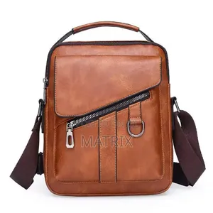 Brown Genuine Leather Crossbody Messenger Bag for Men