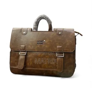 Montblanc-Inspired Leather Laptop Briefcase Bag with Buckle Closures