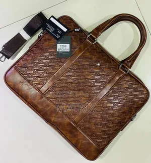Montblanc Style Business Laptop Bag - Brown Faux Leather