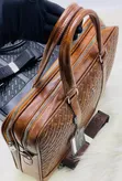 Montblanc Style Business Laptop Bag - Brown Faux Leather - 3