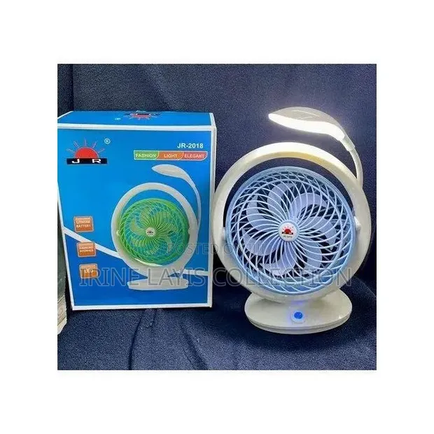 JR-2018 Rechargeable Mini Table Fan with LED Light - 1