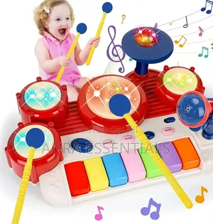 2-in-1 Musical Toy: Piano Keyboard & Drum Set