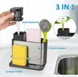 3-in-1 Stainless Steel Kitchen Sink Caddy with Soap Dispenser - 1