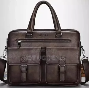 Jeep Buluo 15-Inch Waterproof Leather Laptop Bag - Coffee Brown