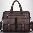 Jeep Buluo 15-Inch Waterproof Leather Laptop Bag - Coffee Brown - 1