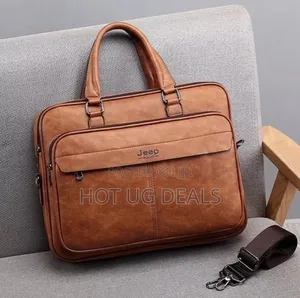 Jeep Buluo 15-Inch Waterproof Leather Laptop Bag - Brown