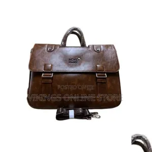 Leather Laptop Briefcase with Buckle Pockets