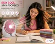 Rechargeable Mini Table Fan with LED Light, USB Charging, 3 Speed - 5
