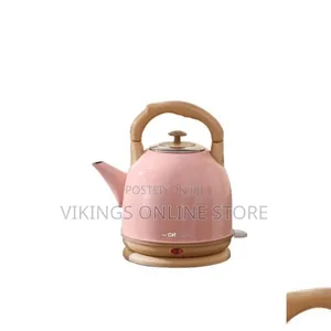 Vintage-Style Electric Kettle with Wood-Grain Accents