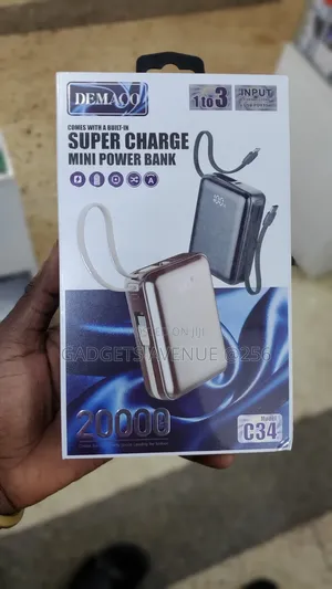 Demaco C34 20000mAh Mini Power Bank with Built-in Cables