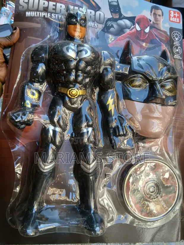 Black and Gold Batman Action Figure with Mask - 1