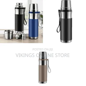Stainless Steel Vacuum Insulated Thermos Flask with Strap