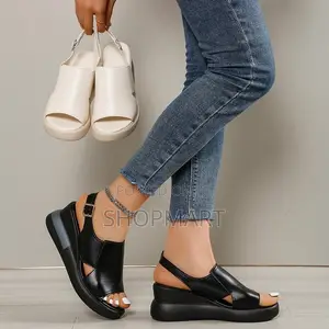 La Beach Open Toe Elastic Band Wedges - Summer Sandals