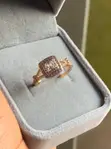 Square Engagement Ring with Double Halo and Twisted Band - 2