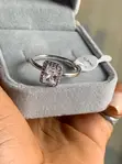 Rectangular Sparkling Halo Ring with Radiant-Cut Center Stone - 3