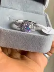Three-Stone Cushion Halo Engagement Ring - 1