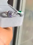 Three-Stone Cushion Halo Engagement Ring - 3