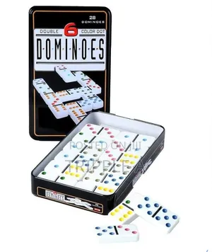 Double Six Color Dot Dominoes Game Set with Tin Box
