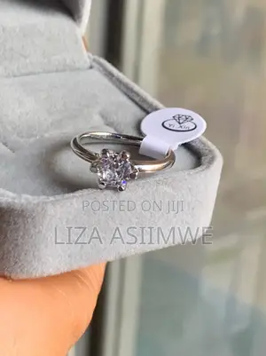Silver Solitaire Engagement Ring - Size 8