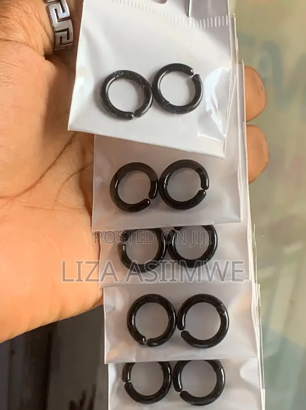 Small Black Hoop Earrings (Clip-Ons) - 1