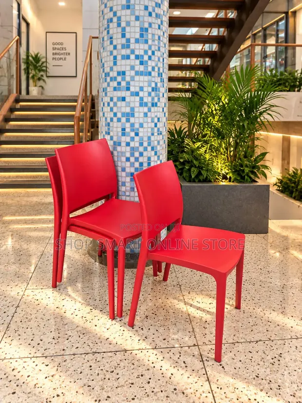 Red High Top Plastic Chairs - 1