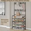 5-Layer Metallic Shoe Rack with Coat Hanger - 2