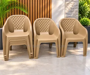 Beige Plastic Chairs for Bars, Cafes, and Gardens