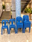 Brand New Blue Matty Back Plastic Chairs (No Armrest) - 2