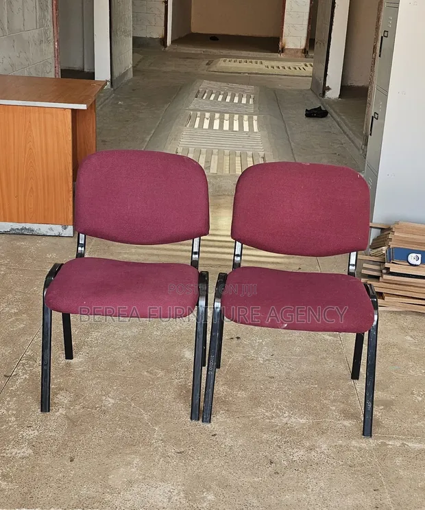 Refurbished Maroon-Red Waiting Chairs - 1