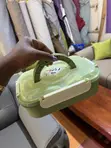 Lucky Cow 3 Compartment Lunch Box with Spoon - Green - 2