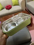 Lucky Cow 3 Compartment Lunch Box with Spoon - Green - 3