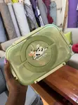 Lucky Cow 3 Compartment Lunch Box with Spoon - Green - 4