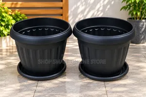 2 Pcs Black Plastic Flower Pots