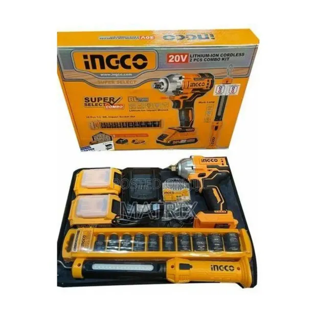 INGCO Cordless Lithium-Ion Impact Wrench, 1/2 Inch - 1
