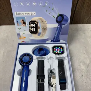AS15 Plus Smartwatch Combo: Smartwatch, Earbuds, Mini Fan