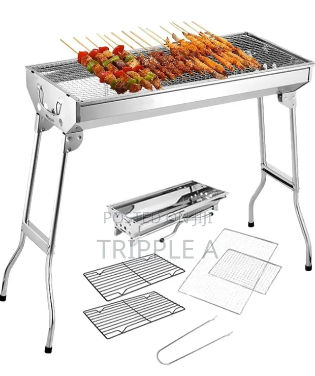 Camping Foldable Stainless Steel Charcoal Grill - 1