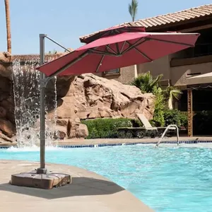 Large Outdoor Round Umbrella 3m - Red