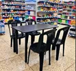 1 Foldable Wooden Table + 4 Black Armless Chairs - 1