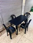 1 Foldable Wooden Table + 4 Black Armless Chairs - 2