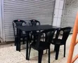 1 Foldable Wooden Table + 4 Black Armless Chairs - 3