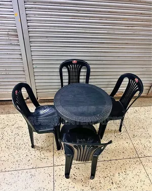 1 Black Small Round Table + 4 Black Armless Chairs