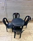 1 Black Small Round Table + 4 Black Armless Chairs - 1