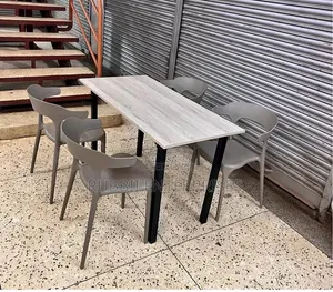 Grey Foldable Dining Table with 4 Curved Back Chairs