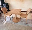 Brown Square Dining Set with 2 Rattan Chairs - 1