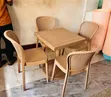 Brown Square Dining Table with 4 Rattan Chairs - 2