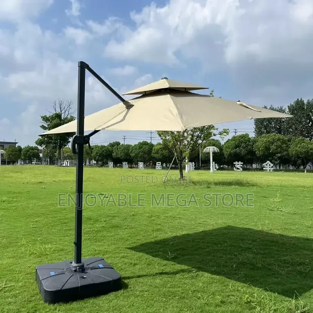 Large Khaki Outdoor Umbrella - 1