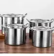 Heavy-Duty 4-Piece Stainless Steel Stock Pot Set with Lids - 2