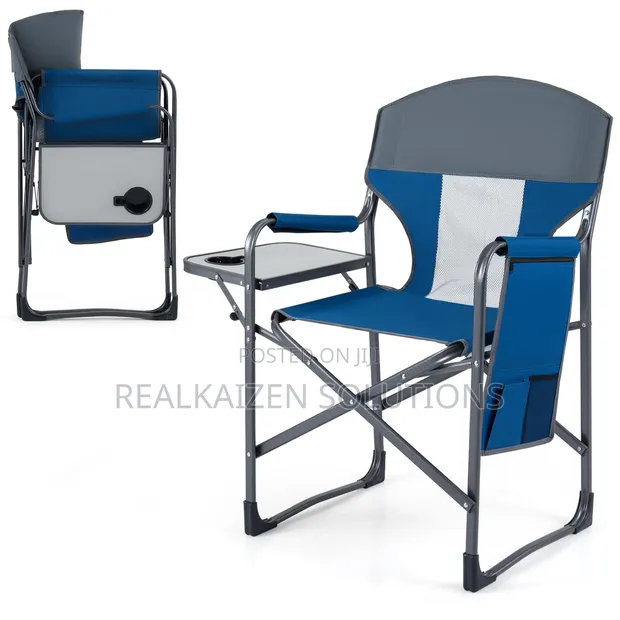Heavy-Duty Folding Camping Director's Chair with Table & Cup Holder - 1