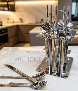 24-Piece Stainless Steel Cutlery Set with Stand