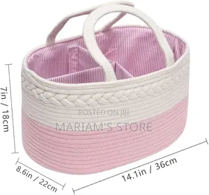 Woven Cotton Baby Diaper Caddy Organizer